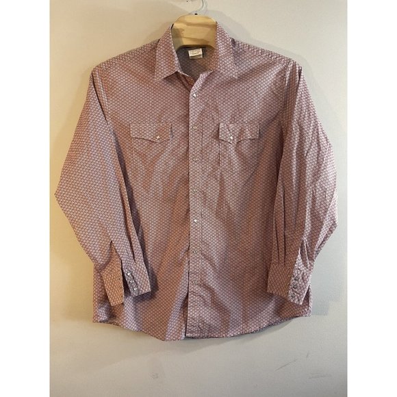Wrangler Wrancher Pearl Snap Shirt Mens 2XT Red Geometric Long Sleeve Western‎ - Picture 1 of 6